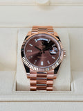 Rolex Day Date 40 Rose Gold Chocolate Baguette Diamonds Dial 2023