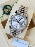 Rolex Day-Date 40 White Gold Silver Baguette Dial, Diamonds Bezel 2023