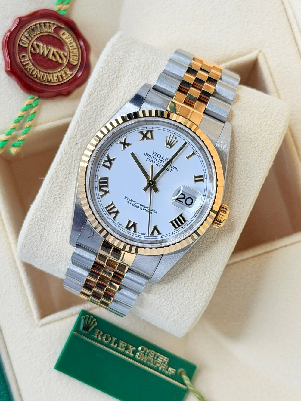Rolex Datejust 36 White Roman Fluted Jubilee 2003