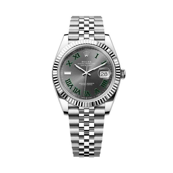 Rolex Datejust 41 with Wimbledon dial, fluted bezel, & jubilee bracelet