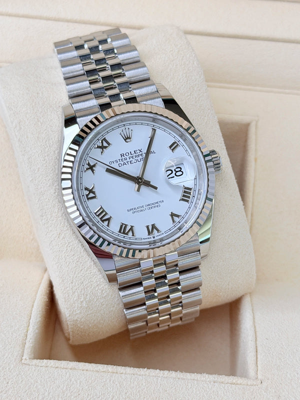 Rolex Datejust 36 White Roman Fluted Jubilee 2019